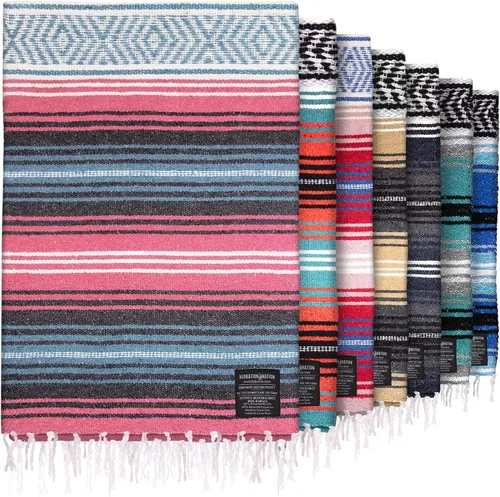 Vista 26 de Hydration Nation Auténtica manta mexicana extra grande (70 x 50 pulgadas), yoga tejida a mano, serape, falsa artesanal, playa, campamento, picnic