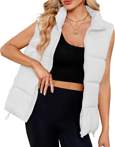 Vista 14 de Century Star Chaleco acolchado para mujer, ropa de abrigo, chaleco acolchado de gran tamaño 2024, chaquetas con bolsillos Negro