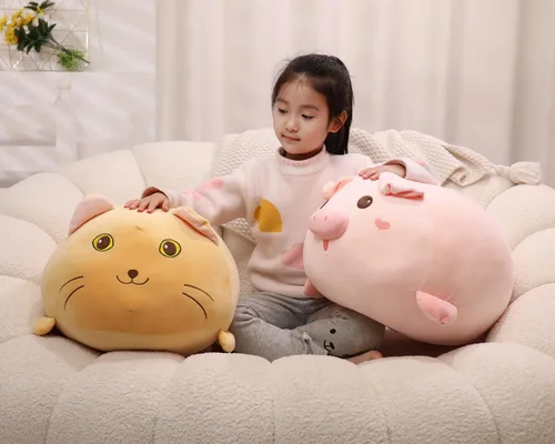 Vista 7 de YESGIRL Almohada de felpa de gato súper suave de 20 pulgadas, adorable juguete de peluche, peluche de gato kawaii gordito para niños y niñas, bonita