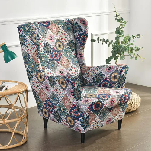 Vista 113 de Eco-Ancheng Funda para silla Wingback, 2 piezas, respaldo de ala, fundas de elastano para sillón con respaldo de ala, fundas para sillón con parte