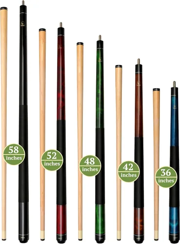 Vista 5 de ASKA Short Pool Cue Set, Mixed Length Billiard Cue Sticks 36 42 48 52 Inch, Canadian Hard Rock Maple Shaft, 13mm Leather Tip, 5/16x18 Joint, Bar