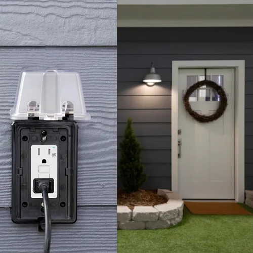 Vista 6 de Amazon Basics Receptáculo GFCI resistente a la intemperie con indicador LED, resistente a manipulaciones, protección contra fallas a tierra, 15