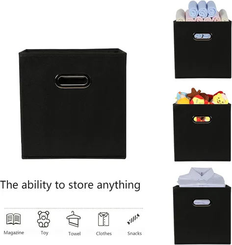 Vista 3 de Yunkeeeper - Contenedores de almacenamiento, cubos organizadores de tela con asa, cubos plegables para almacenamiento de tela o accesorios, 11 x 11