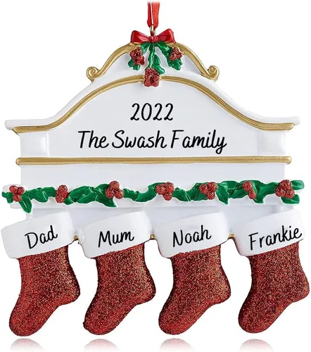 Vista 11 de JewelOra Adornos de Navidad, personalizados de 2 a 6 miembros de la familia, adorno personalizado para árbol de Navidad, decoraciones de vacaciones