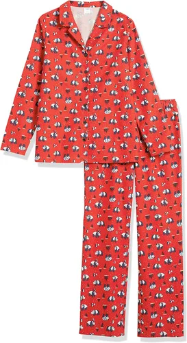 Vista 5 de Tienda Essentials Conjunto de pijama de franela de manga larga con botones frontales para mujer
