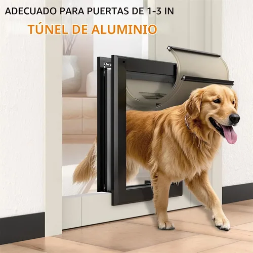 Vista 3 de [Classicmacher] Puerta para Perro de Servicio Pesado con Panel de Bloqueo Deslizante Doble, Puerta Grande de Aluminio para Perro para Puerta