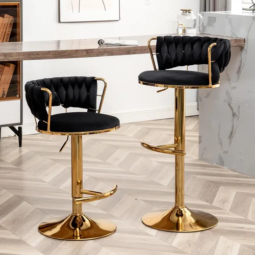 Vista 19 de Canxkun Gold - Juego de 2 taburetes de bar, sillas de bar de altura de mostrador con respaldo bajo, taburetes de bar de altura ajustable de Beige