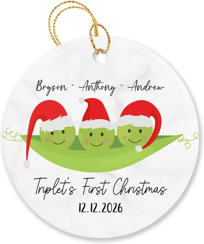 Vista 13 de Adorno de Navidad personalizado de segundo regalo para bebé, hijo, hija, nombre personalizado, reno, corona de bebé, adorno de Navidad 2025, adorno