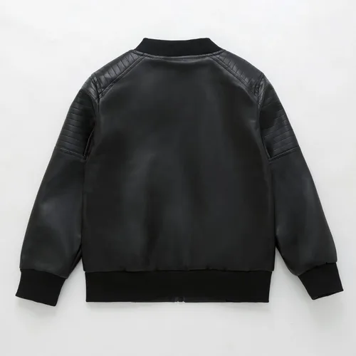 Vista 6 de Chaquetas de abrigo para niños, chaqueta de piel sintética para niños, abrigo con cremallera de piel sintética para niños