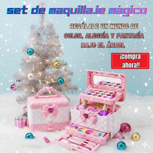 Vista 3 de MAQUILLAJE MAGICO PARA NIÑAS LAVABLE INCLUYE BROCHAS Y HERMOSO ESTUCHE