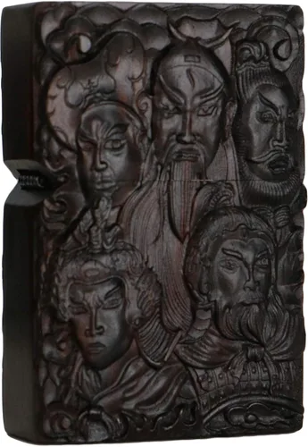 Vista 18 de Carcasa exterior de encendedor tallado en madera negra de ébano natural para kit de inserción Zippo (1000 brazos Avalokiteshvara de la diosa 3#)