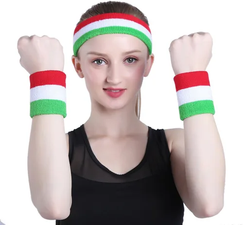 Vista 127 de ONUPGO - Conjunto de diadema y muñequeras deportivas para el sudor, hechas de algodón con bucles, muñequeras, contra humedad