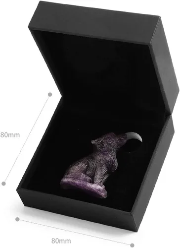 Vista 7 de Artistone Figuras de lobo de cristal de amatista de 2.0 pulgadas, regalo de piedras preciosas talladas a mano, estatua de lobos, tallas de animales