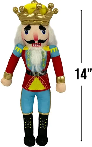 Vista 2 de Nutcracker Ballet Gifts Muñeco de felpa del rey del cascanueces - Muñeca de ballet de cascanueces de Navidad con chaqueta uniforme roja y azul