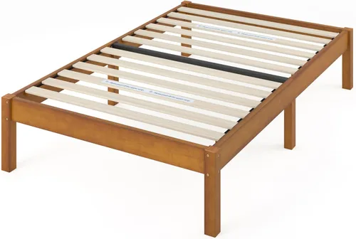 Vista 10 de Zinus Ellie - Marco de cama individual de bambú de 14 pulgadas, soporte de listones de madera, no necesita somier, fácil montaje, color marrón