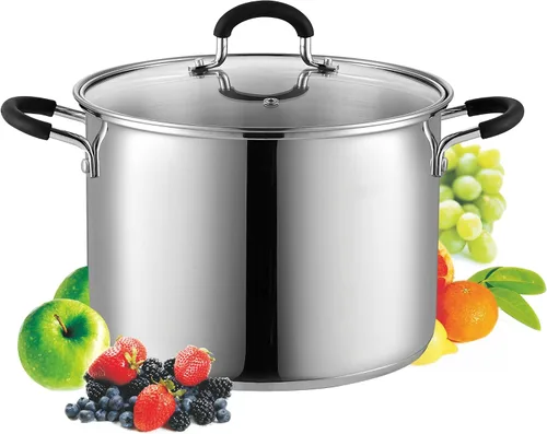 Vista 10 de Sartén para saltear con tapa Cook N Home, de acero inoxidable 10", Plateado Utensilios de cocina de inducción para sopa, enlatado, apto
