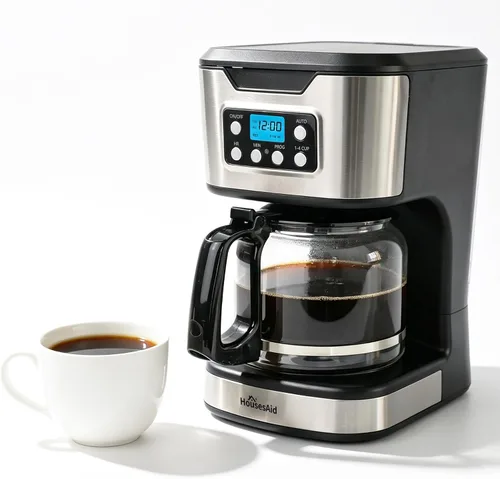 Vista 9 de Cafetera programable de goteo de 12 tazas, cafetera con pantalla táctil... Negro