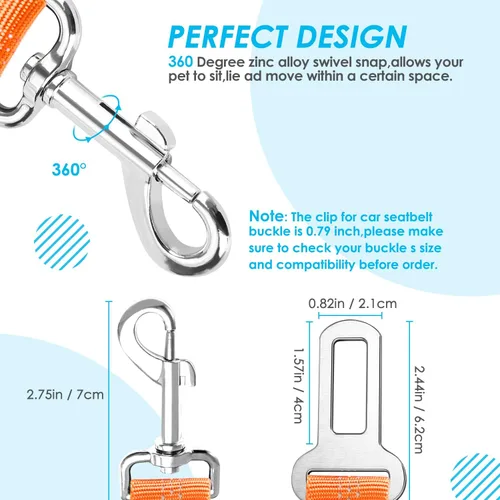 Vista 11 de SlowTon - Cinturón de seguridad doble para perro con amortiguador elástico ajustable Dual Dog Seatbelt Splitter for Two Dogs, Reflective, No
