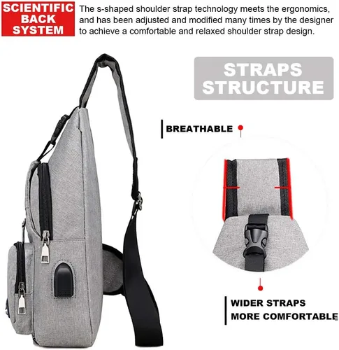 Vista 5 de Peicees Mochila de hombro con puerto de carga USB