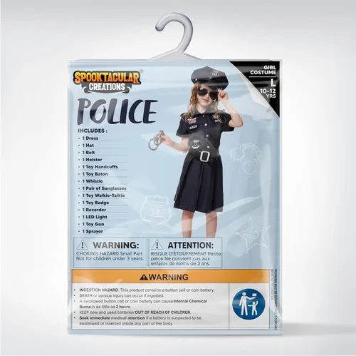 Vista 6 de Spooktacular Creations Police Officer Costume for Girls, Kids Police Costume Cop Dress Outfit Set for Theme Parties