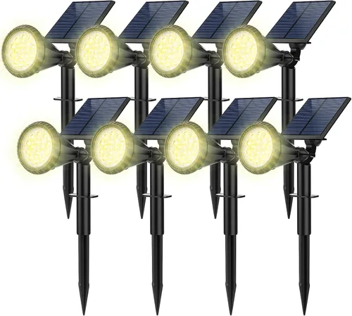 Vista 10 de Focos solares para exteriores, cambio de color, 7 modos/14 luces LED solares para exteriores, impermeables, RGB multicolor, luces solares