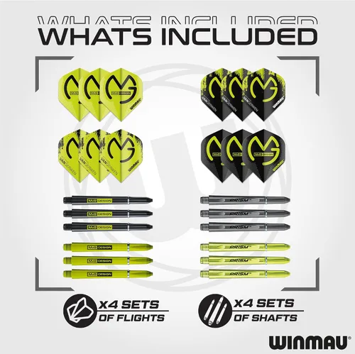 Vista 3 de Winmau - Professional Player - Michael Van Gerwen MvG Gift Set - 50 Piece Professional Darts Set - Includes 4 Sets of Stems, 4 Sets of Flights and