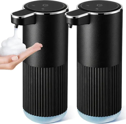 Vista 8 de RYTOXILO Dispensador automático de jabón, paquete de 2 dispensadores de jabón líquido sin contacto blanco para baño, dispensador eléctrico