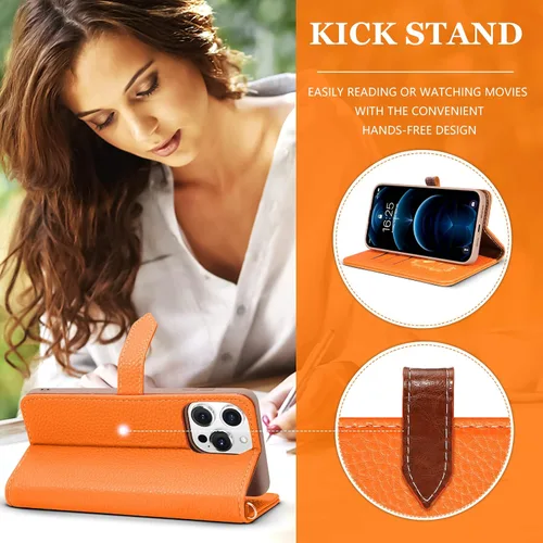 Vista 4 de Funermei Funda tipo cartera para iPhone 14 Pro Max para mujer, diseño de folio, fundas de lujo con tarjetero y soporte para tarjeta de crédito
