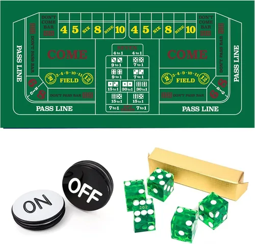 Vista 11 de GSE Games & Sports Expert Juego de mesa de dados de casino. Incluye un fieltro de diseño de dados, 5 dados de casino y un botón de encendido/apagado