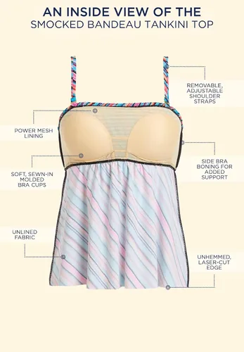 Vista 4 de Swimsuits For All Top tankini bandeau fruncido talla grande para mujer