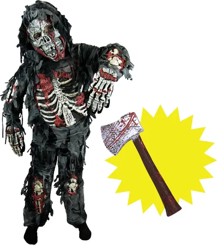 Vista 7 de Spooktacular Creations Disfraz de zombi para niños, disfraz de Halloween aterrador para niños, Halloween Negro