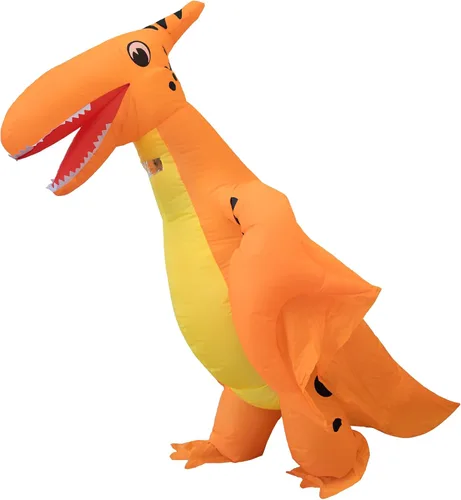 Vista 5 de Disfraz inflable de dinosaurio para adultos, traje realista de T-Rex, disfraz de dinosaurio para fiestas de niños y Halloween (dinosaurio-Y)
