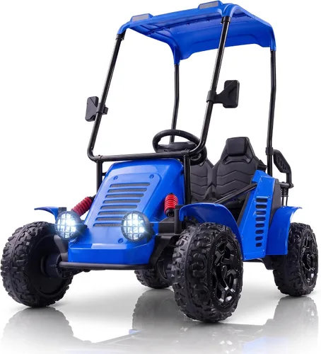 Vista 12 de Hikole Carrito de golf para niños de 36 V, auto de 2 plazas con control remoto y toldo, 4WD Verde militar