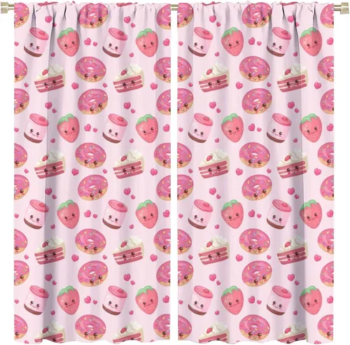 Vista 12 de Cortinas bohemias con diseño de fresas, bonitas cortinas bohemias con bolsillo para barra de fruta, tratamiento de ventana para cocina, sala
