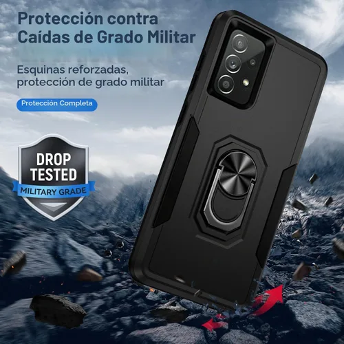 Vista 4 de Funda para Samsung Galaxy A52 5G Galaxy A52 4G con anillo de soporte, resistente protección de grado militar a prueba de golpes para Galaxy A52 5G
