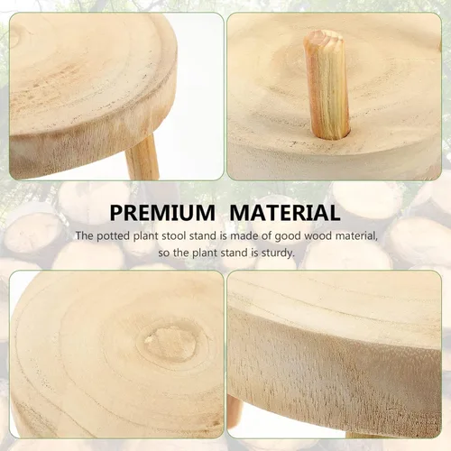 Vista 6 de Kichvoe Taburete elevador de planta de pedestal de madera estable para decoración interior y exterior