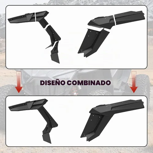 Vista 2 de SAUTVS Guardabarros XXL para Polaris RZR PRO XP/PRO R/RZR Turbo R 2020-2024 Accesorios, Guardabarros de Cobertura Completa Delanteros y Traseros