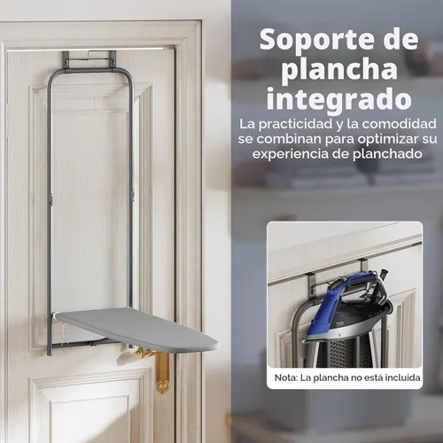 Vista 5 de GOFLAME Tabla de planchar para colocar sobre la puerta, tabla de planchar colgante con soporte de hierro y marco de metal resistente, tabla