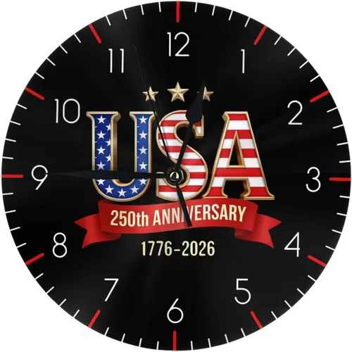 Vista 18 de Reloj de pared redondo 1776-2026, conmemorativo, silencioso, sin tictac, funciona con pilas, reloj de escritorio silencioso de cuarzo águila