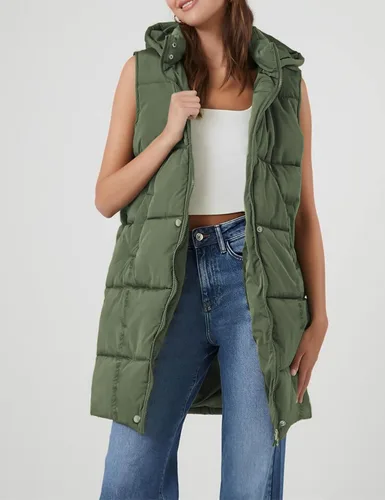 Vista 5 de Fiona Jolin Chaleco largo acolchado con capucha para mujer, abrigos de invierno acolchados sin mangas, chaquetas hinchadas