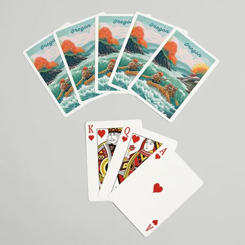 Vista 7 de Lantern Press Oregon, Seek Adventure, River Rafting, Fall, 52 Playing Cards for Adults, Poker Size Card Deck