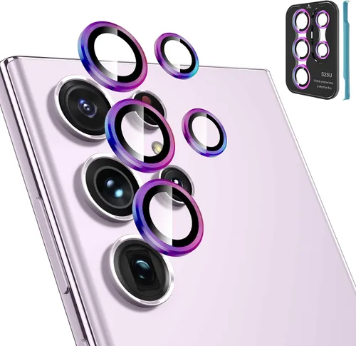Vista 20 de Tensea Protector de lente de cámara Samsung Galaxy S22 Ultra, protector de pantalla de vidrio templado 9H, anillo individual de metal para S22 Ultra