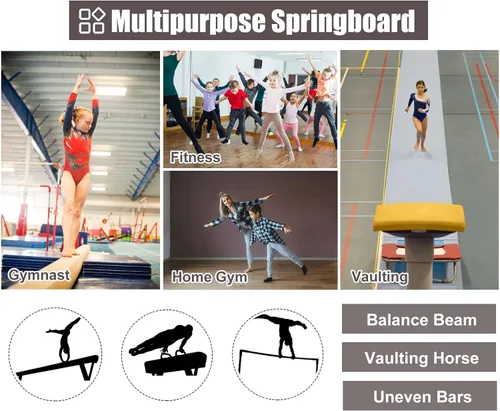 Vista 8 de ZIMGOD Escalera de gimnasia junior, trampolín para niños con 2 resortes y alfombra acolchada, equipo deportivo para interiores y exteriores,