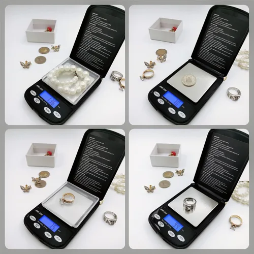 Vista 6 de Báscula digital de bolsillo de peso gramo, báscula de joyería, báscula de alimentos, 17.64 oz x 0.00 oz, báscula digital de gramos de cocina, escala