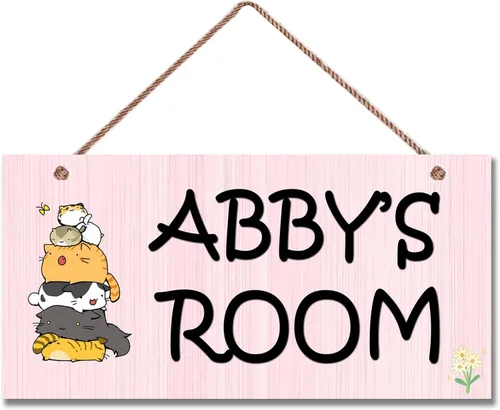 Vista 9 de Letreros personalizados de animales de dibujos animados para la cueva de hombrecito, letrero de gatos lindos, letrero personalizado para habitación