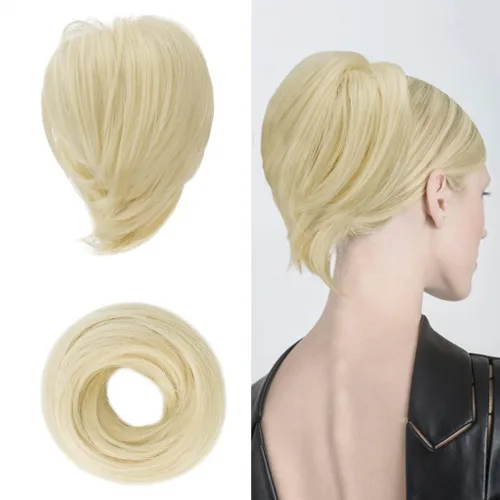 Vista 24 de BARSDAR Extensiones de Moño de Cabello Liso - Extensiones de Moño de Cola de Caballo Corta y Lisa para Mujeres, Coleteros de Moño de Cabello