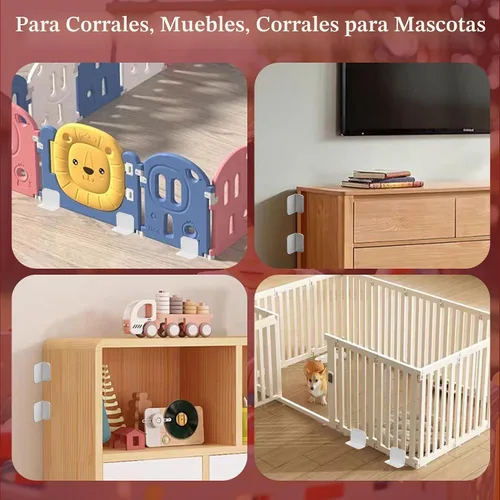 Vista 7 de Paquete de 12 estabilizadores para corralitos de juegos antipunta, anclajes de muebles, bases adhesivas para corralitos de bebé, corrales de perro