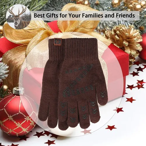 Vista 24 de FZ FANTASTIC ZONE Guantes de invierno para hombre, cálidos, térmicos, suaves, de lana, para pantalla táctil, para mujer