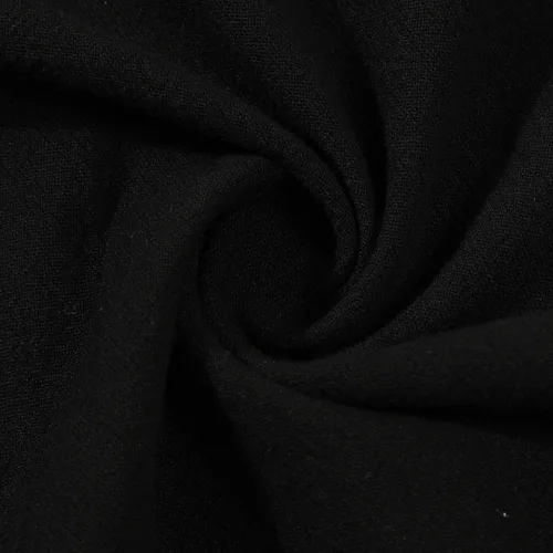 Vista 4 de Camisa de lino de algodón para hombre, manga larga con botones, cuello alto con bandas para playa y verano