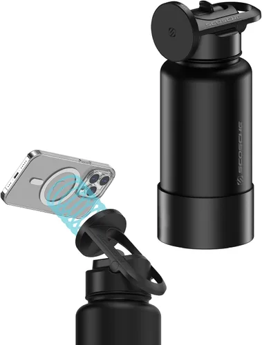 Vista 17 de Scosche MFMS22 MagicMount Flask - Botella de agua de acero inoxidable de 22 onzas con soporte de montaje MagSafe para teléfono, frasco aislado 12H